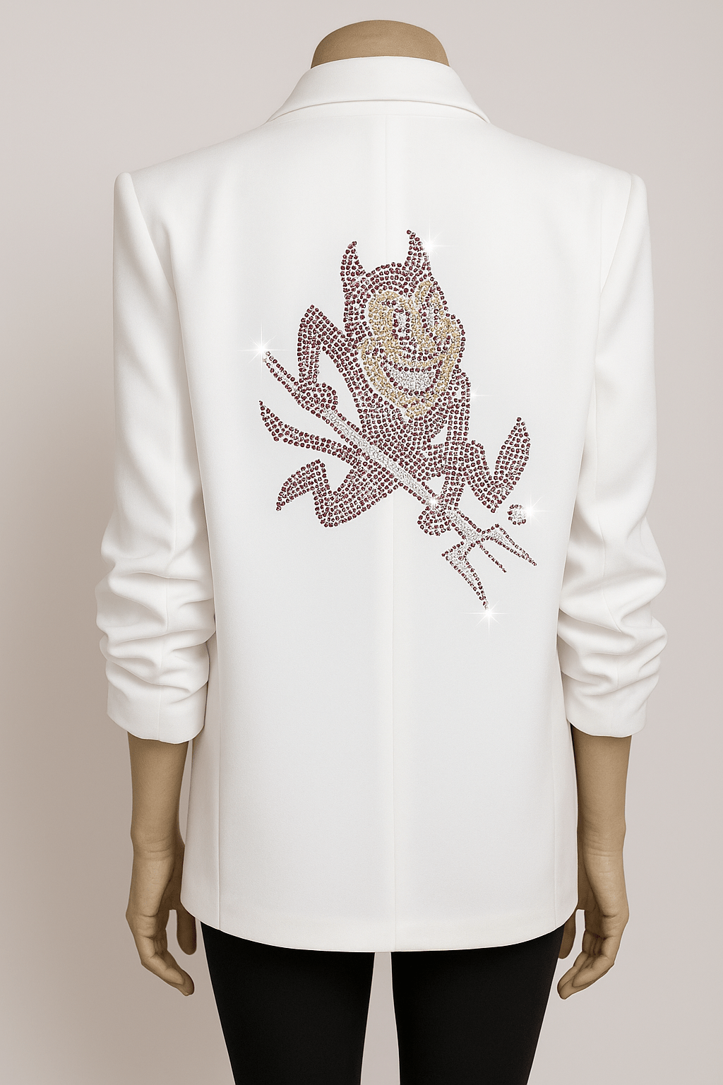 Arizona State Sun Devil White Ruched Sleeve Blazer