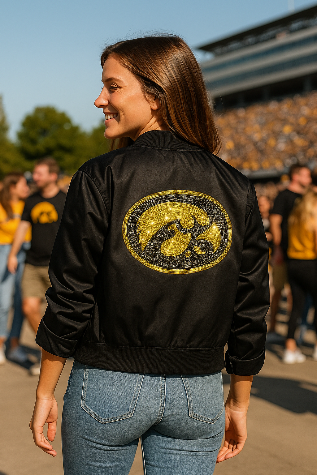 University of Iowa Oval Tigerhawk Black Bomber