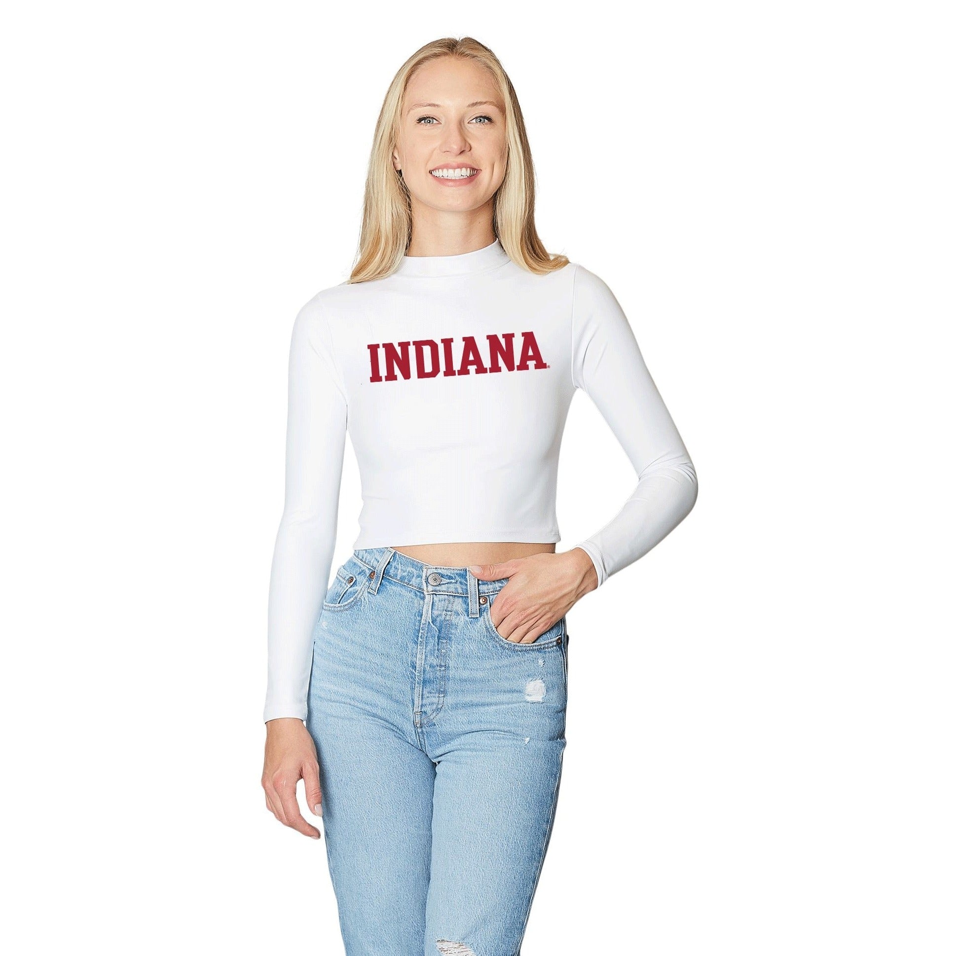 Indiana Hoosiers White Mock Neck Top