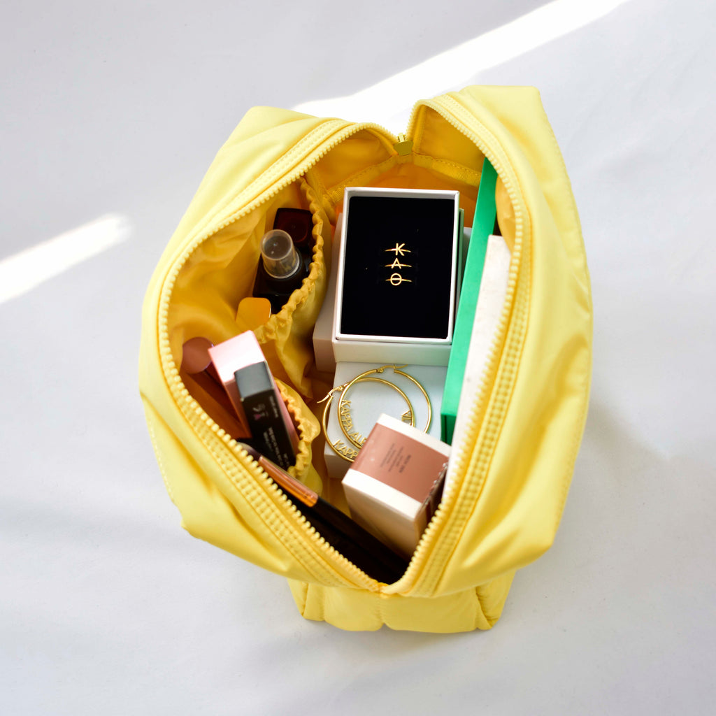 Kappa Alpha Theta Makeup Bag - Puffer Style with Sorority Letters