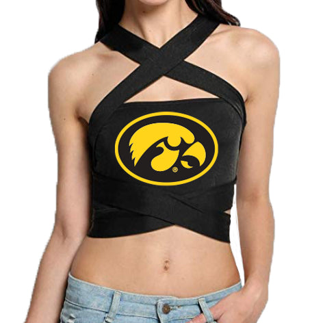 Iowa Hawkeyes Black Multi Way Bandeau Top