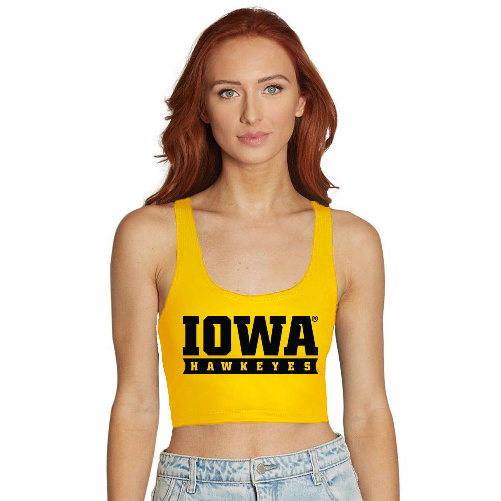 Iowa Hawkeyes Yellow Crop Tank Top