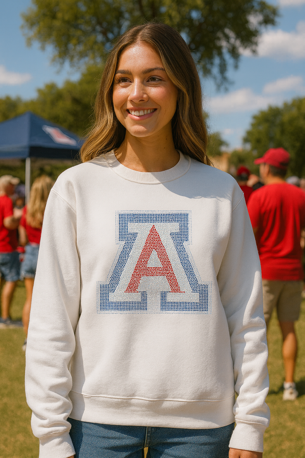 University of Arizona Block A White Crewneck Sweatshirt