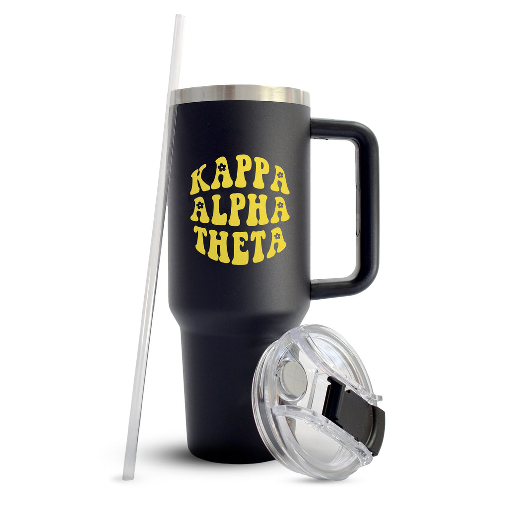 Kappa Alpha Theta Tumbler - 40oz Stainless Steel with Handle