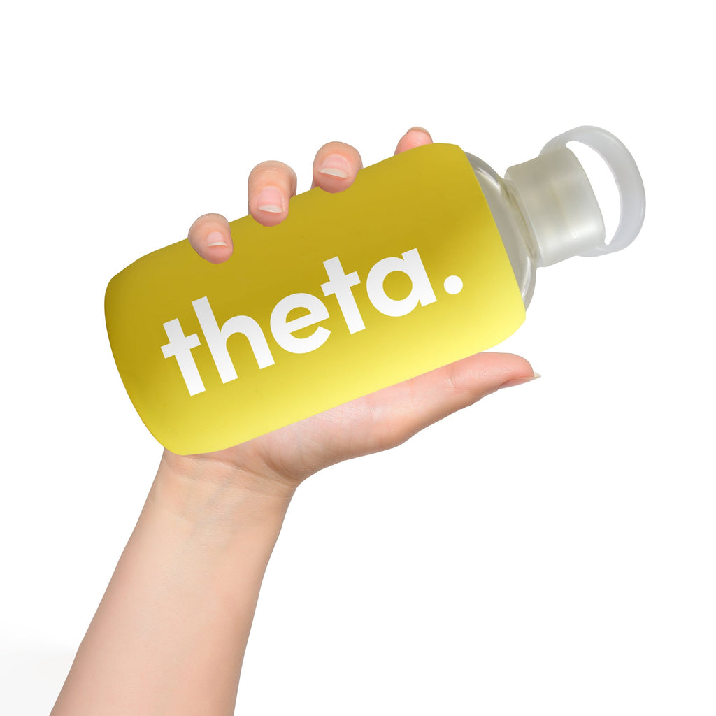 Chi Omega Glass Water Bottle with Silicone Sleeve