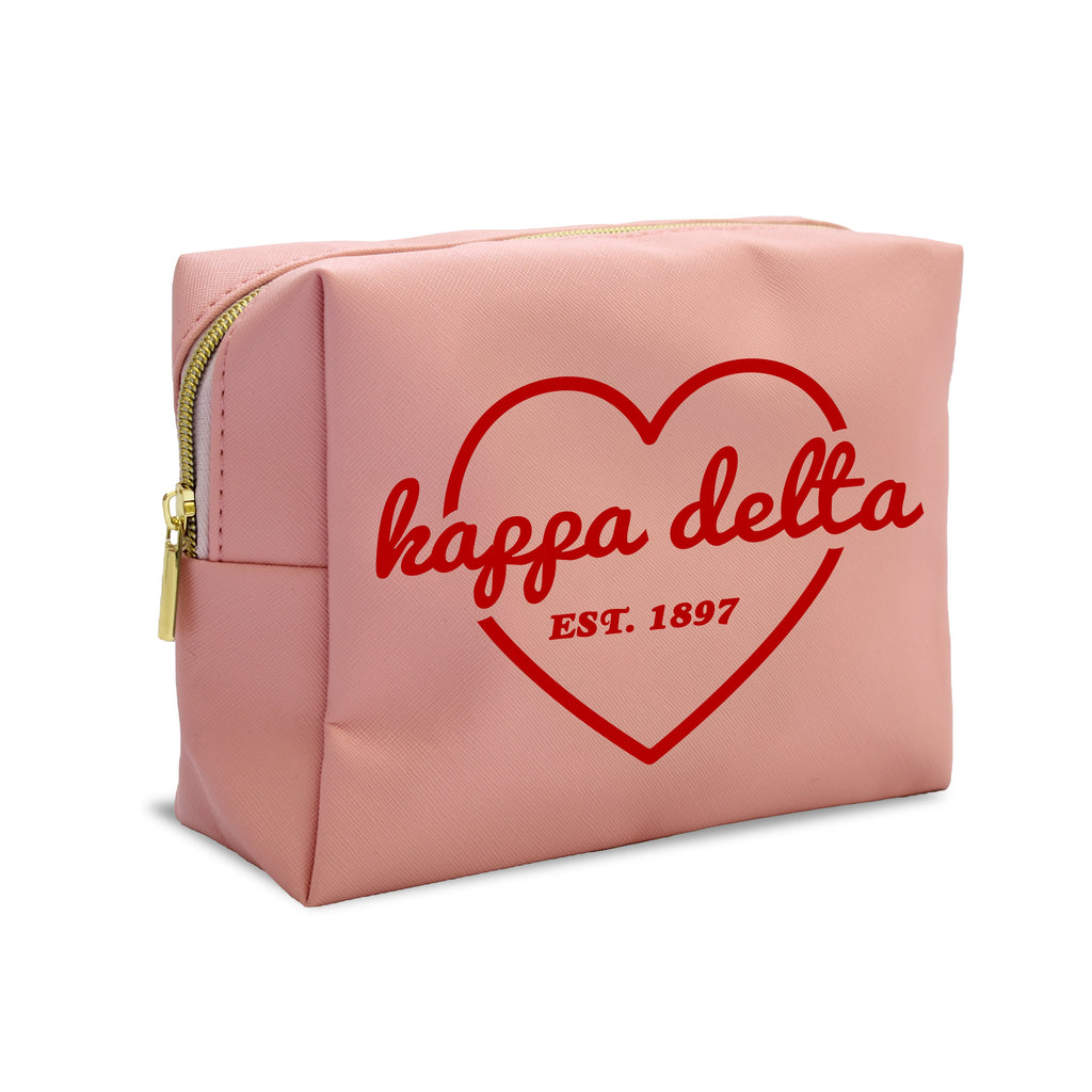 Kappa Delta Pink w/Red Heart Makeup Bag