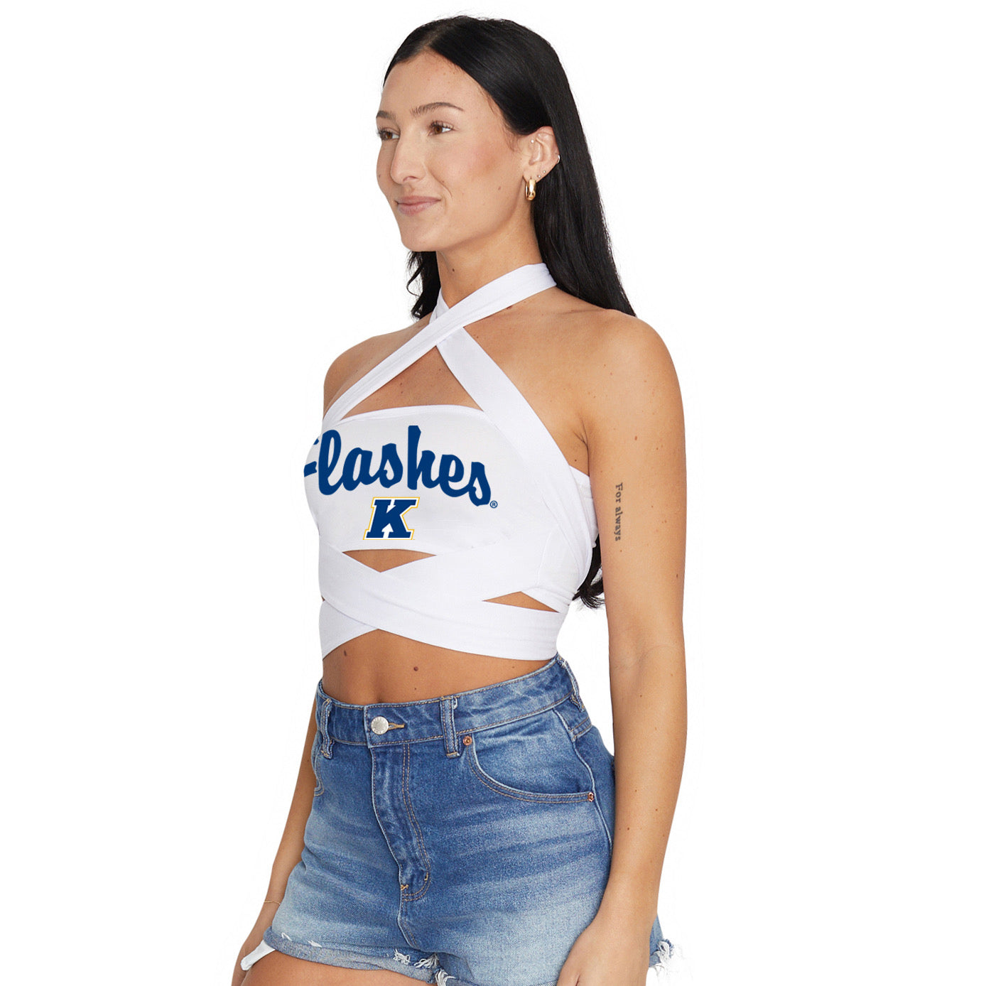 Kent State White Multi Way Bandeau Top