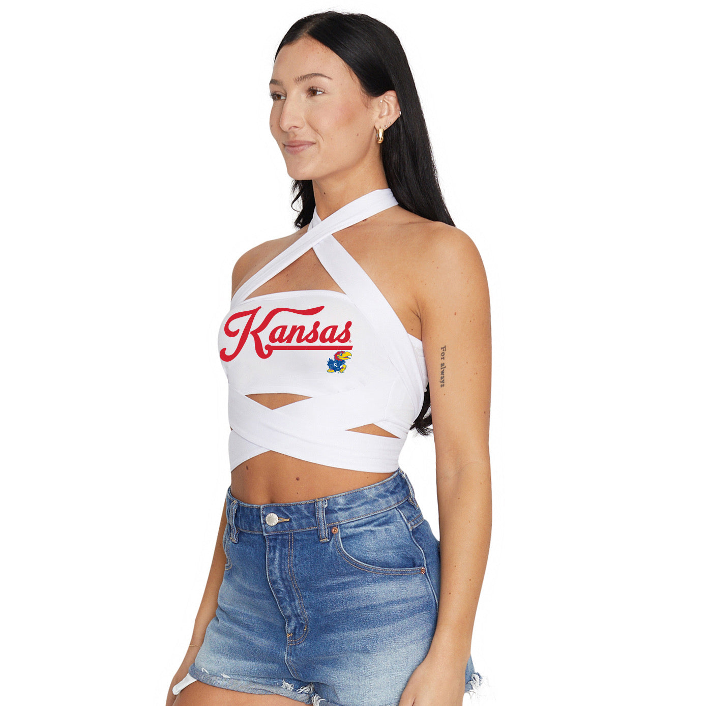 Kansas Jayhawks White Multi Way Bandeau Top