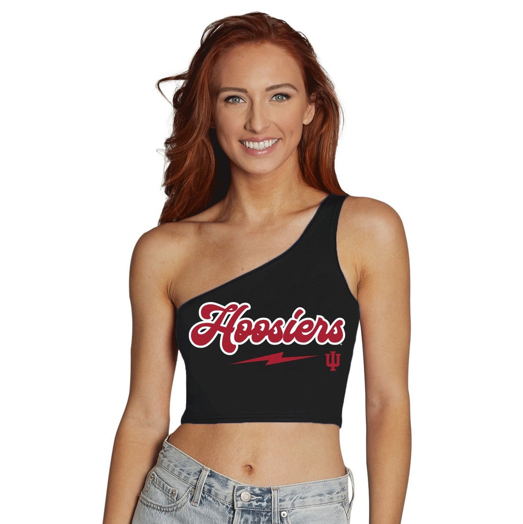 Indiana Hoosiers Black One Shoulder Top