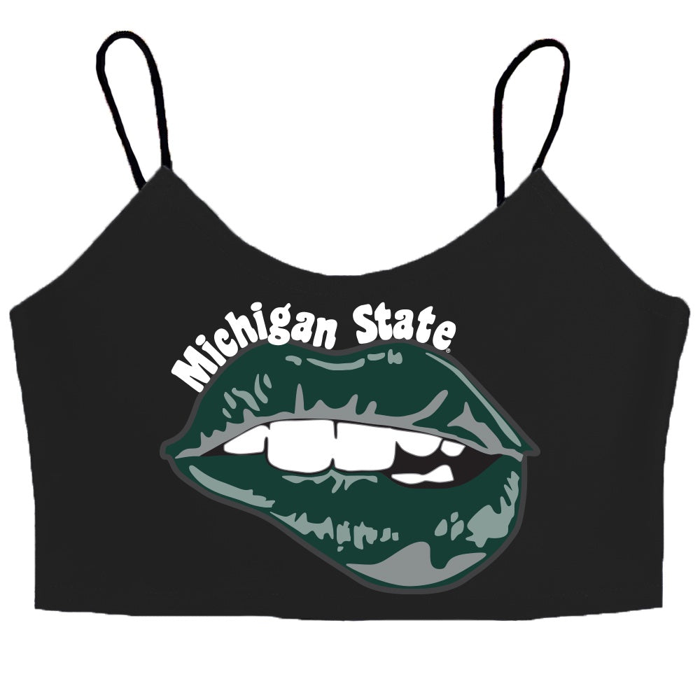 Michigan State Lips Black Spaghetti Tank