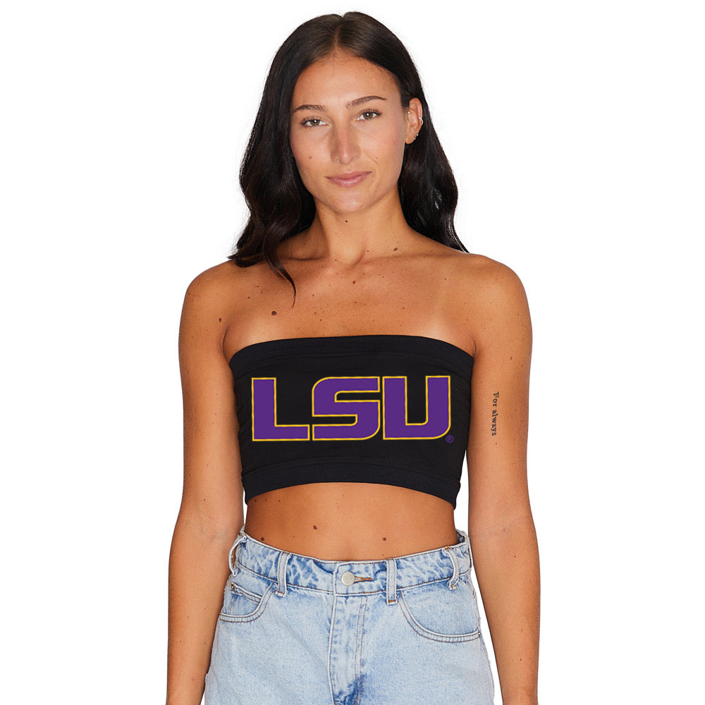 LSU Black Bandeau Top
