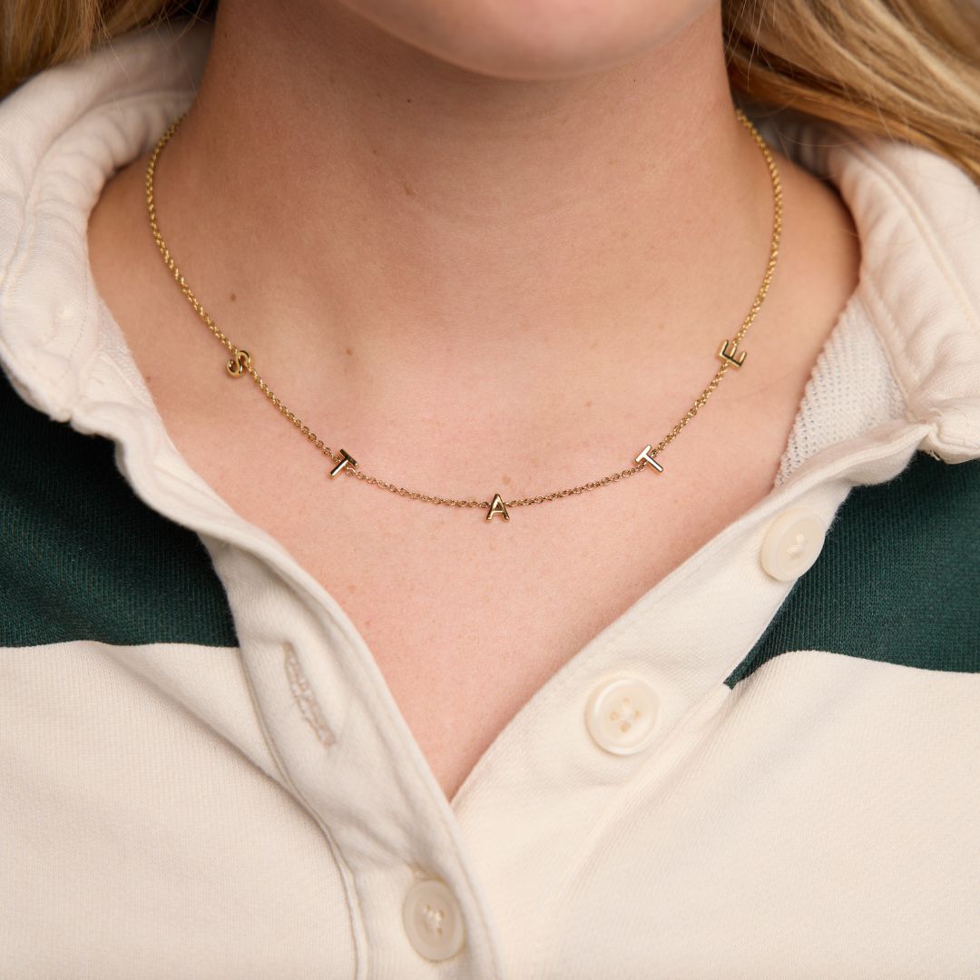 Michigan State University "STATE" Initial Necklace