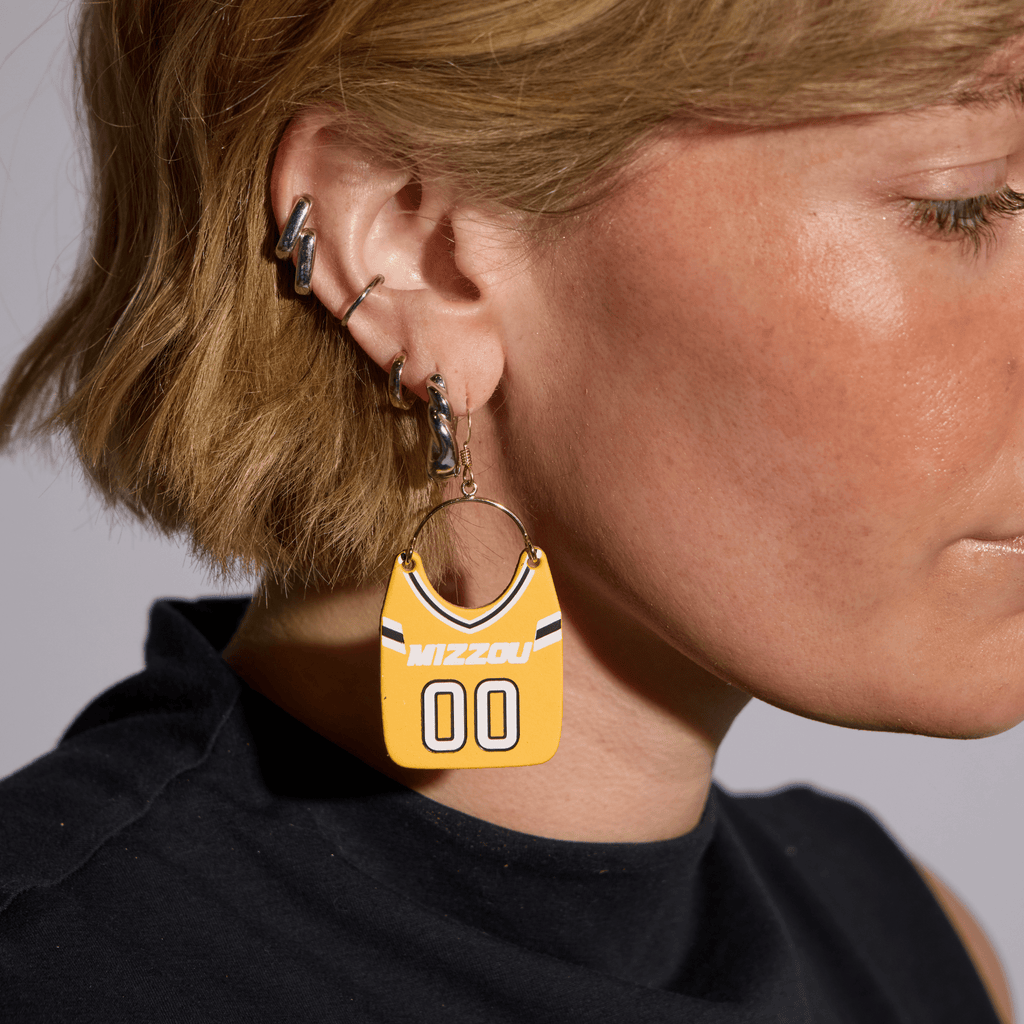 Missouri Gold University of Missouri Football Jersey Earrings