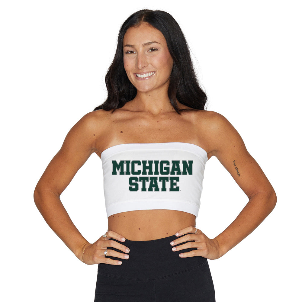 Michigan State White Bandeau Top