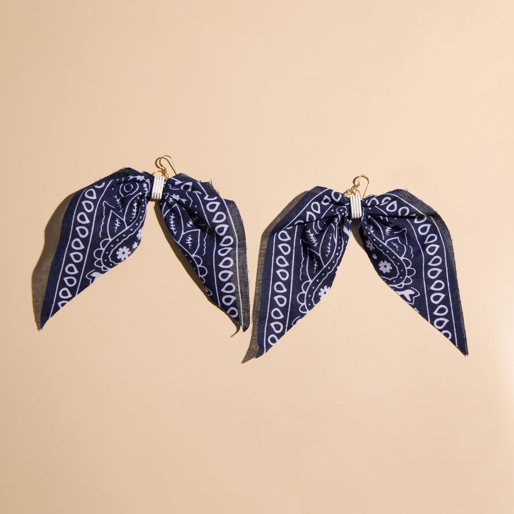 Navy Bandana Earrings