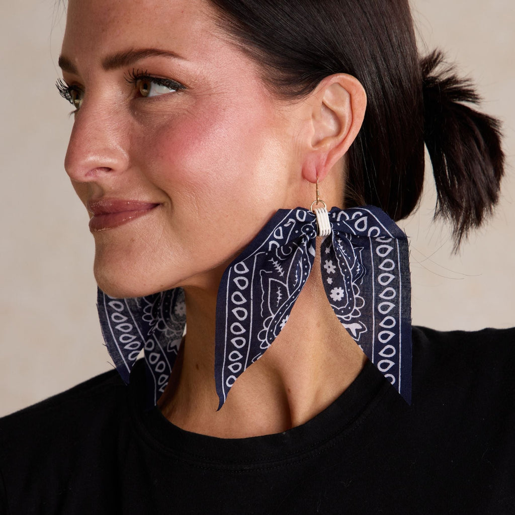 Navy Bandana Earrings