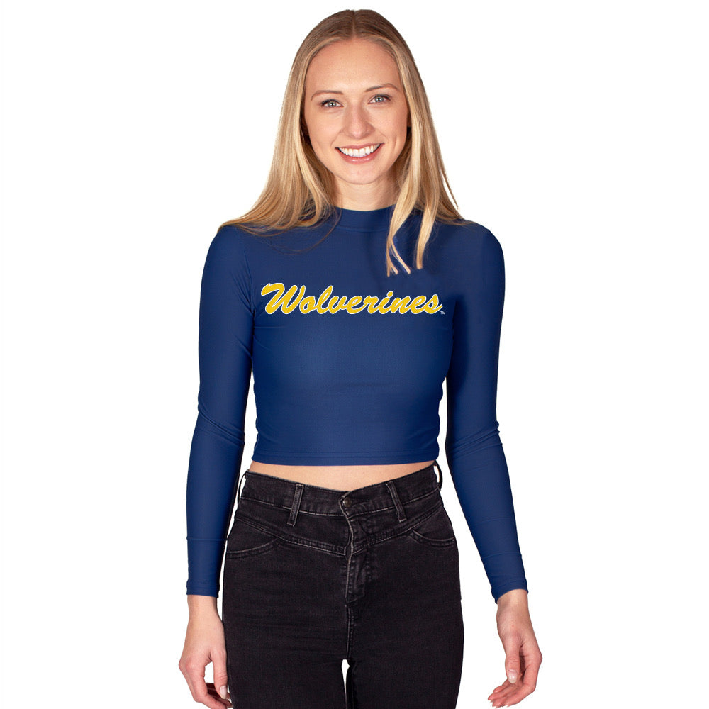 University of Michigan Navy Mock Neck Top