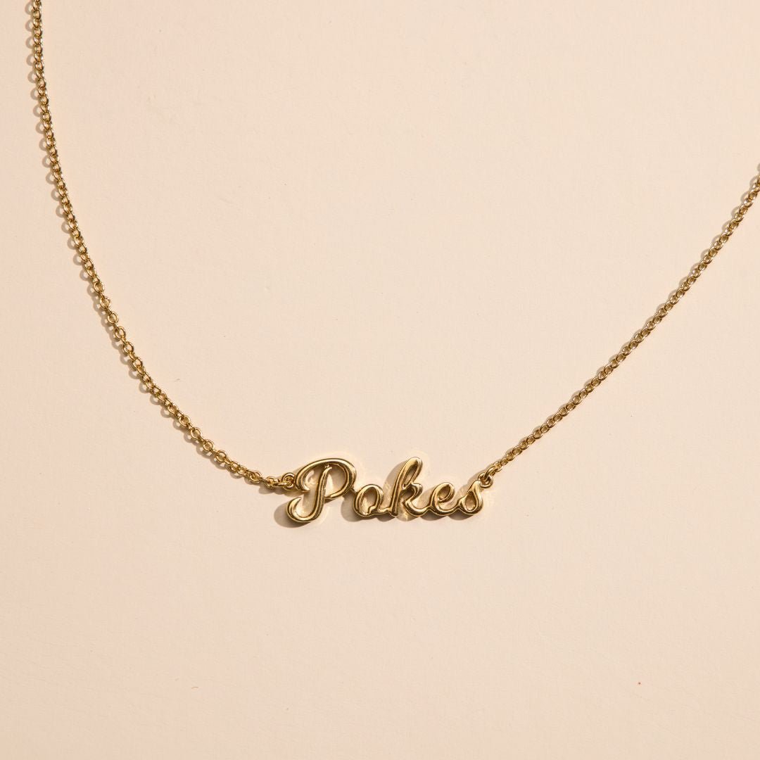 Oklahoma State University "POKES" Script Necklace