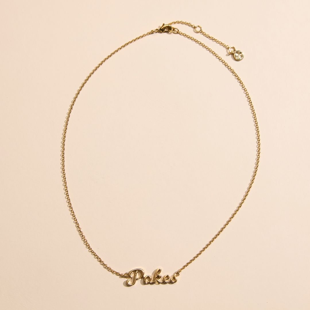 Oklahoma State University "POKES" Script Necklace