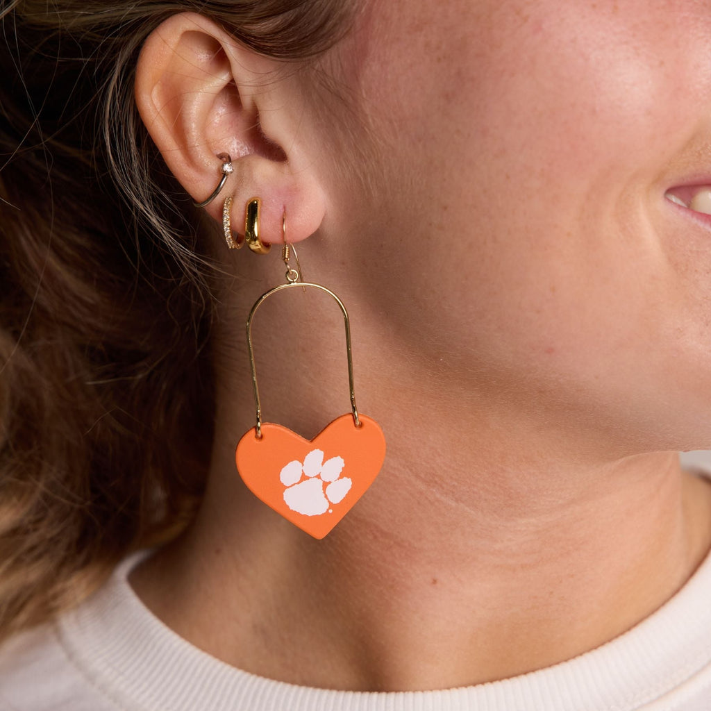Orange Clemson University Paw Print Heartthrobs