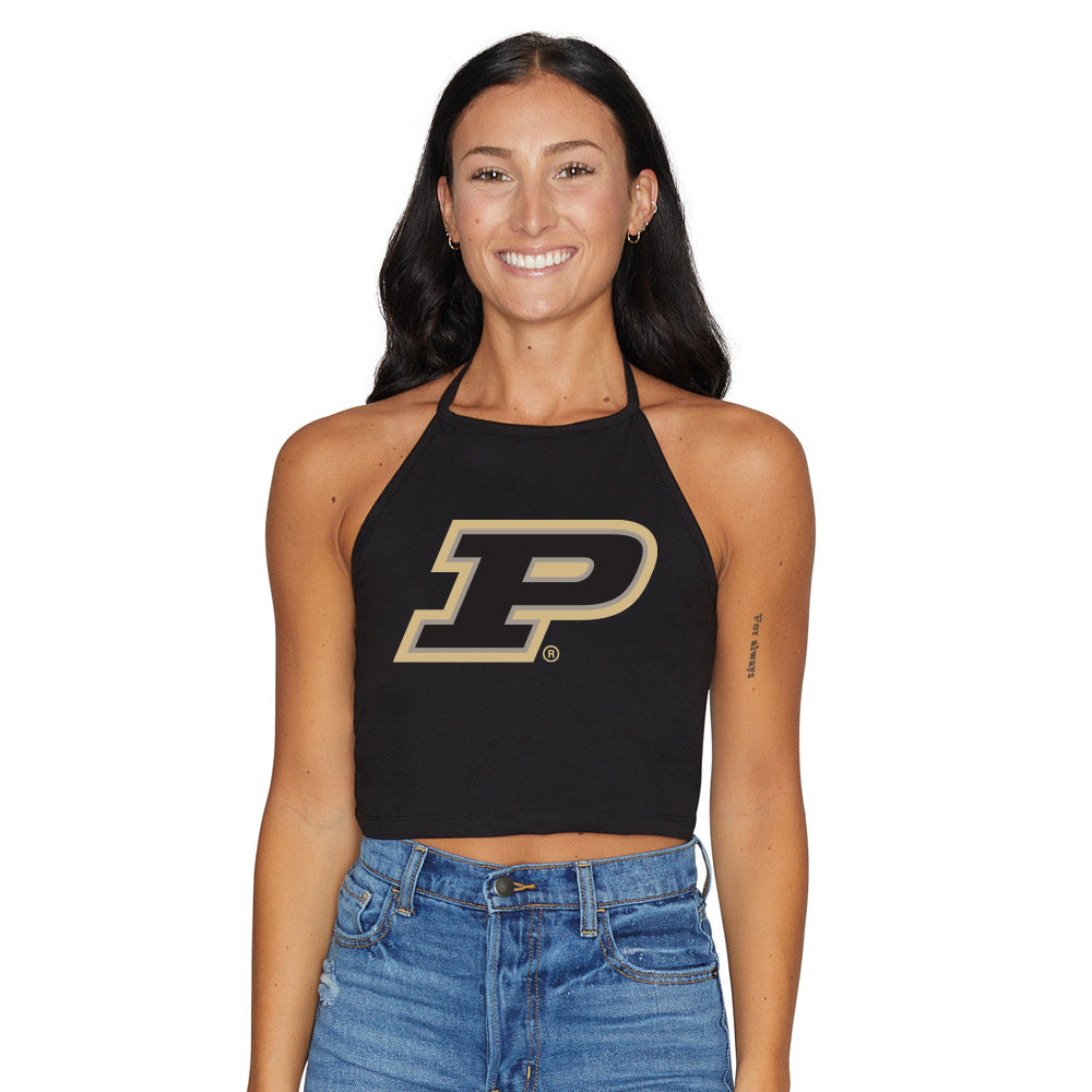 Purdue Black Halter Top