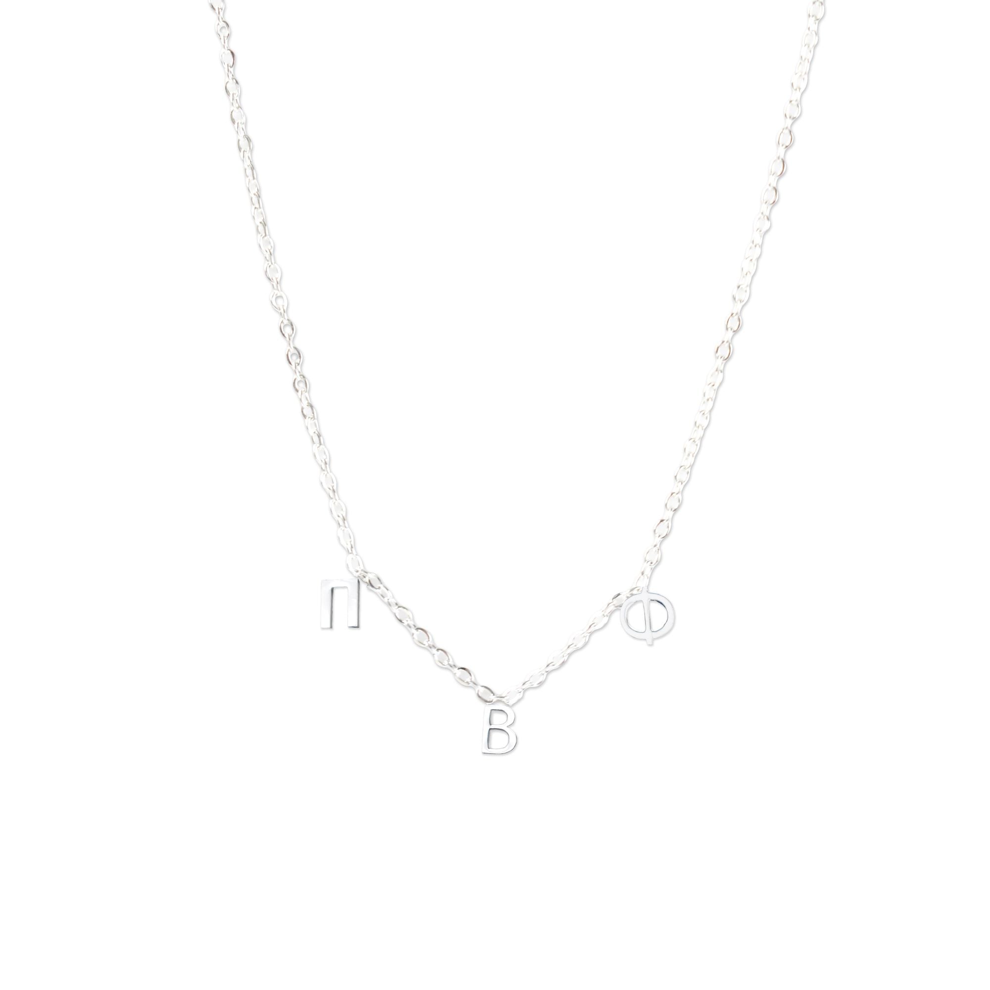 Pi Beta Phi Silver Greek Letters Necklace