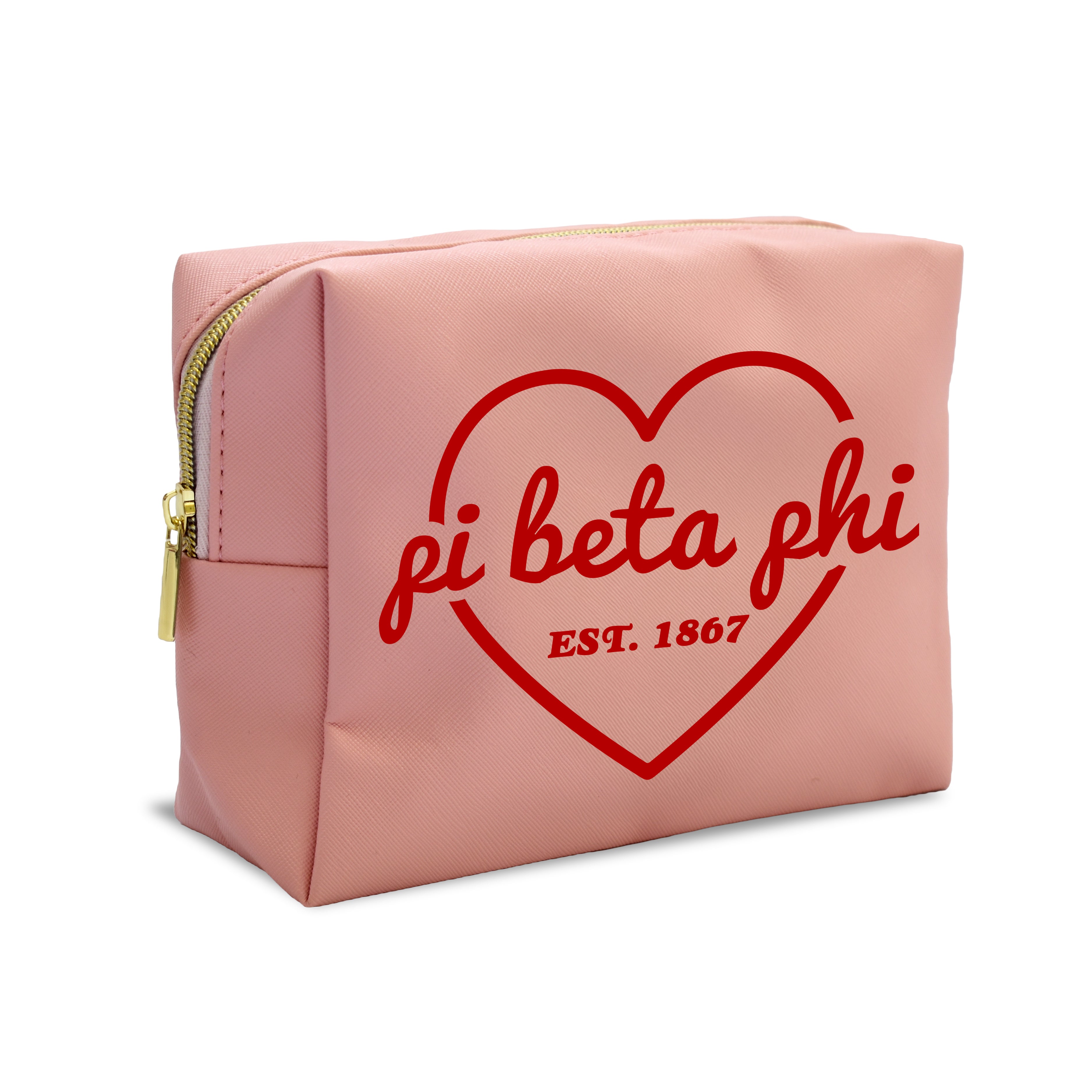 Pi Beta Phi Pink w/Red Heart Makeup Bag