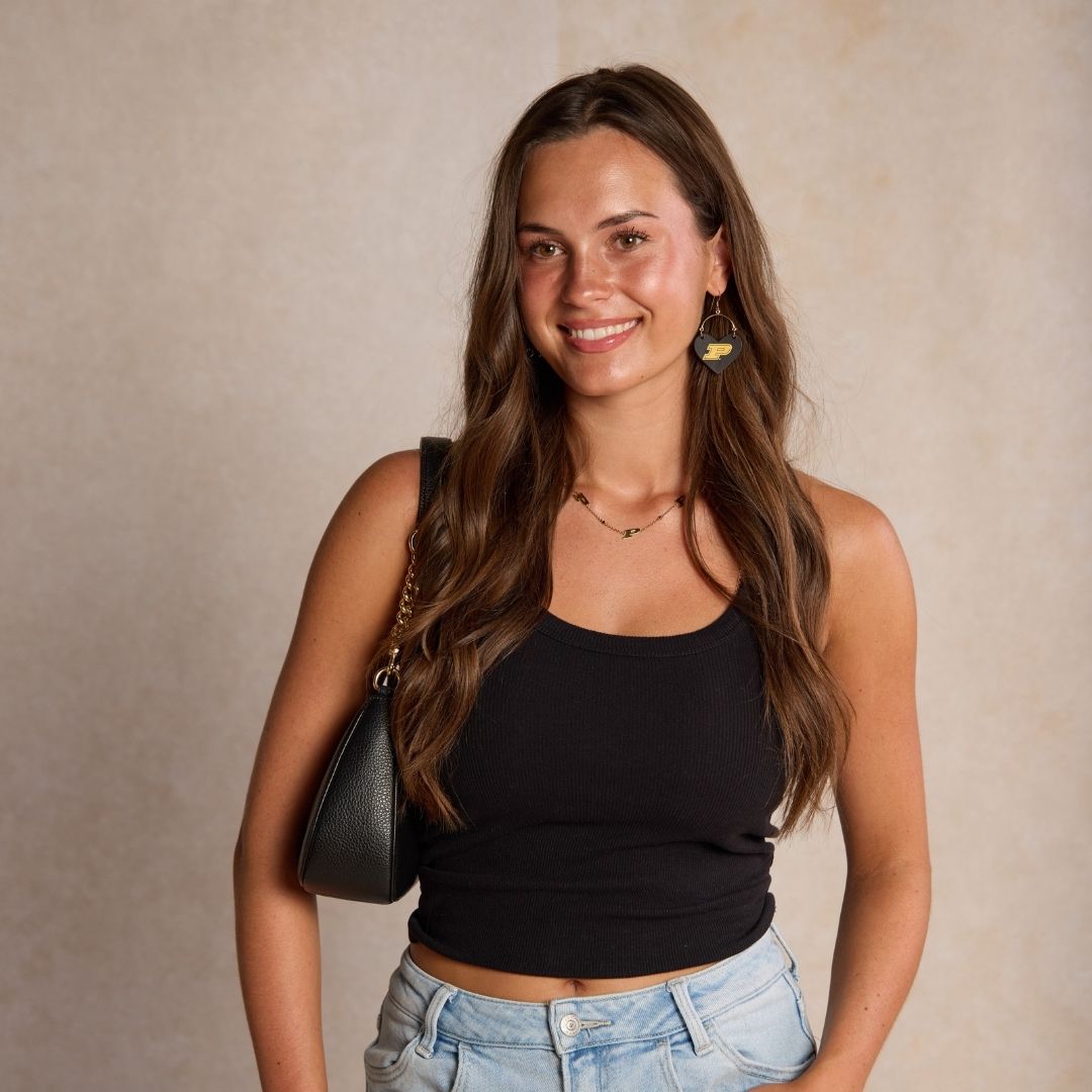 Purdue University Gem Delicate Saturn Chain Necklace