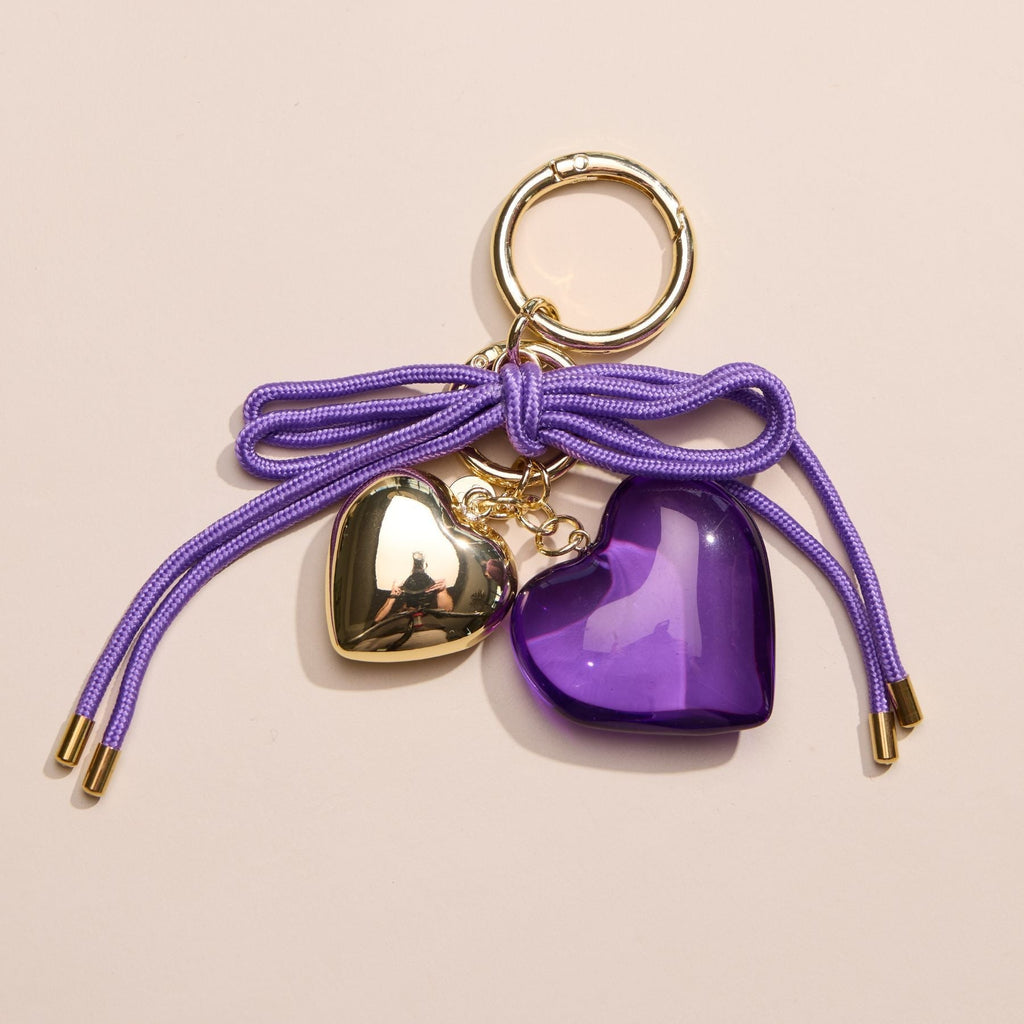 Purple Heart & Cord Bag Charm