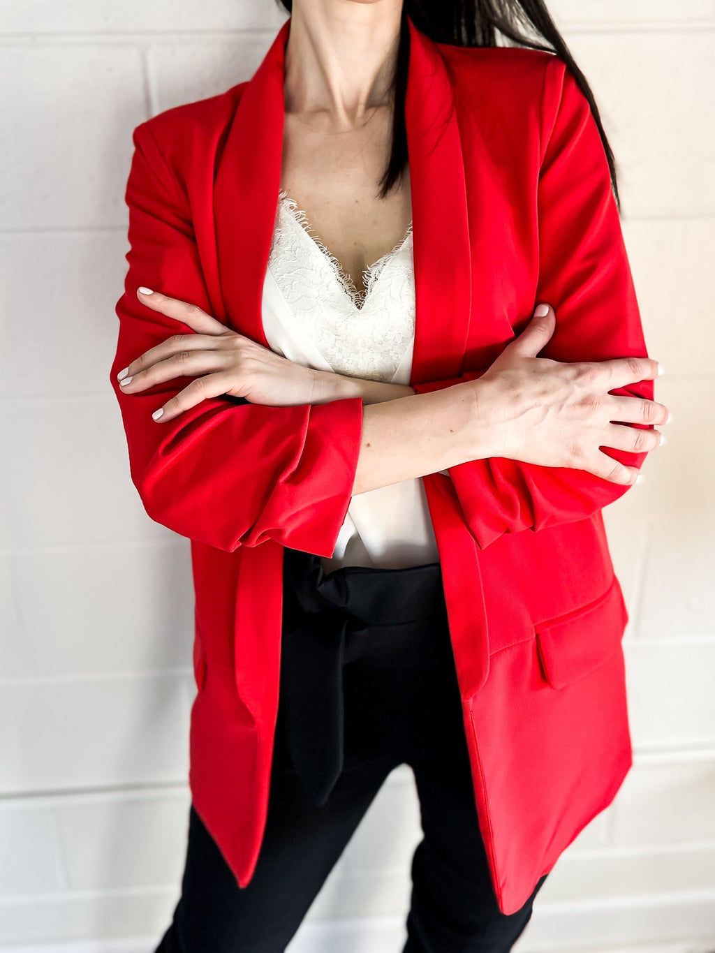 Game Day Blazer, Ruched Red, Texas Tech Wreck Em Tech Guns Up Hand