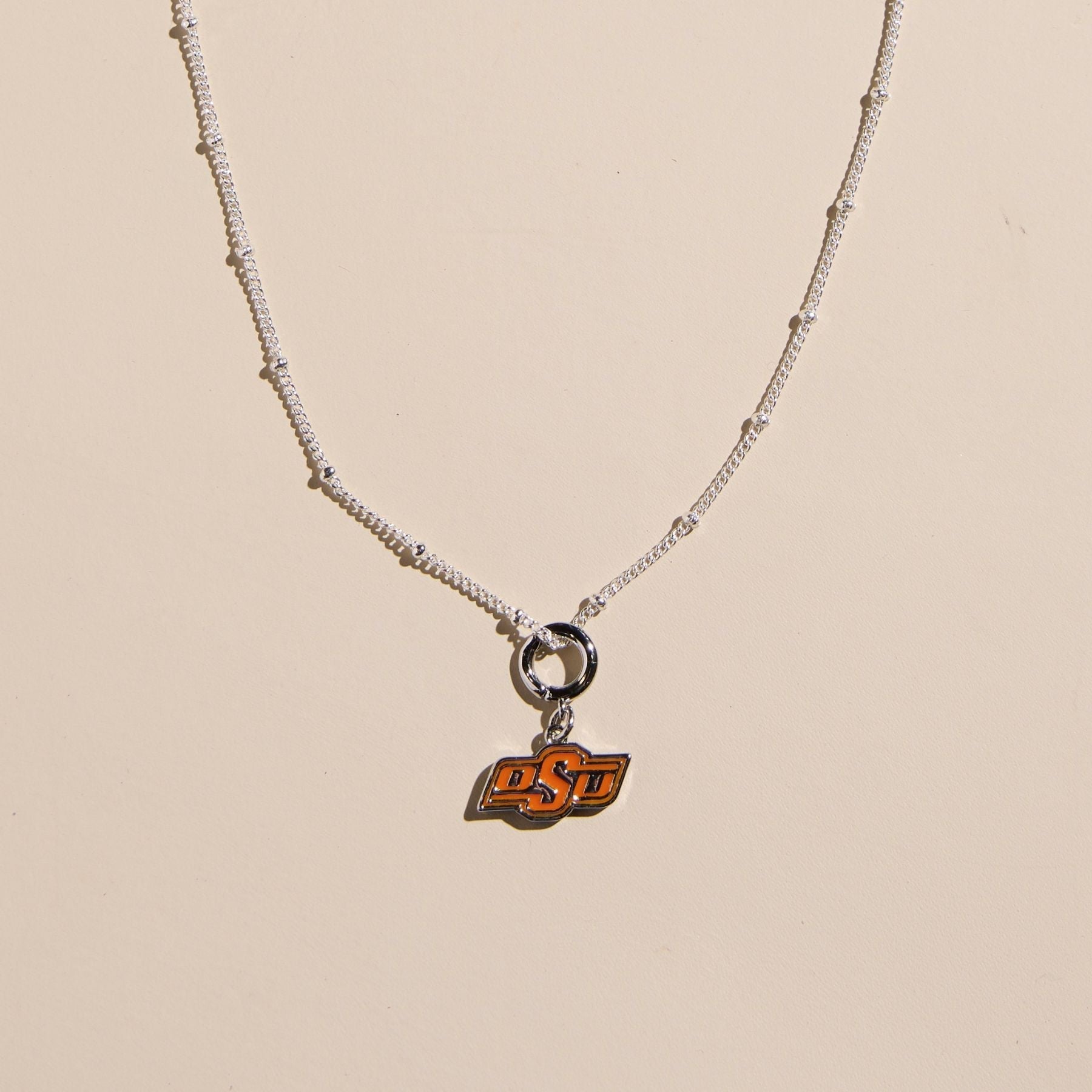 Silver Oklahoma State University Charm Necklace