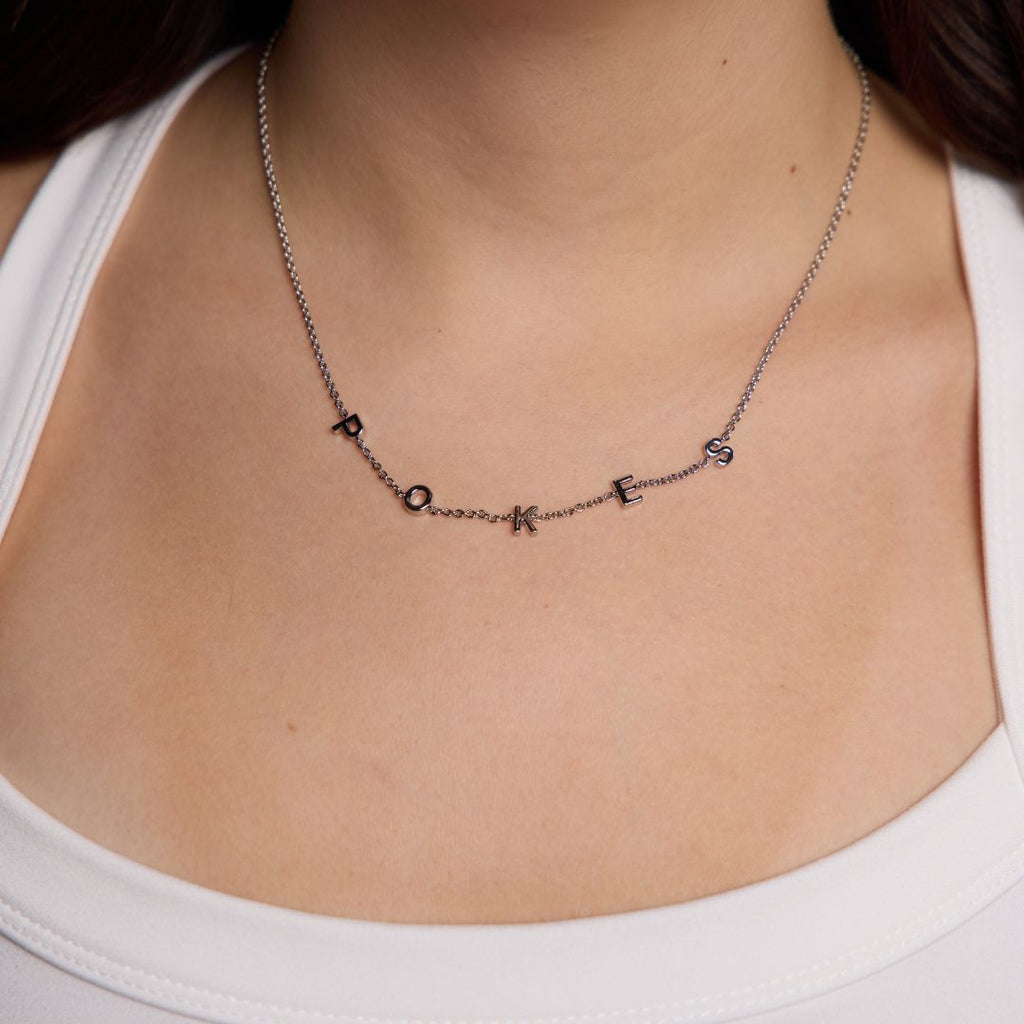 Silver Oklahoma State University "POKES" Initial Necklace