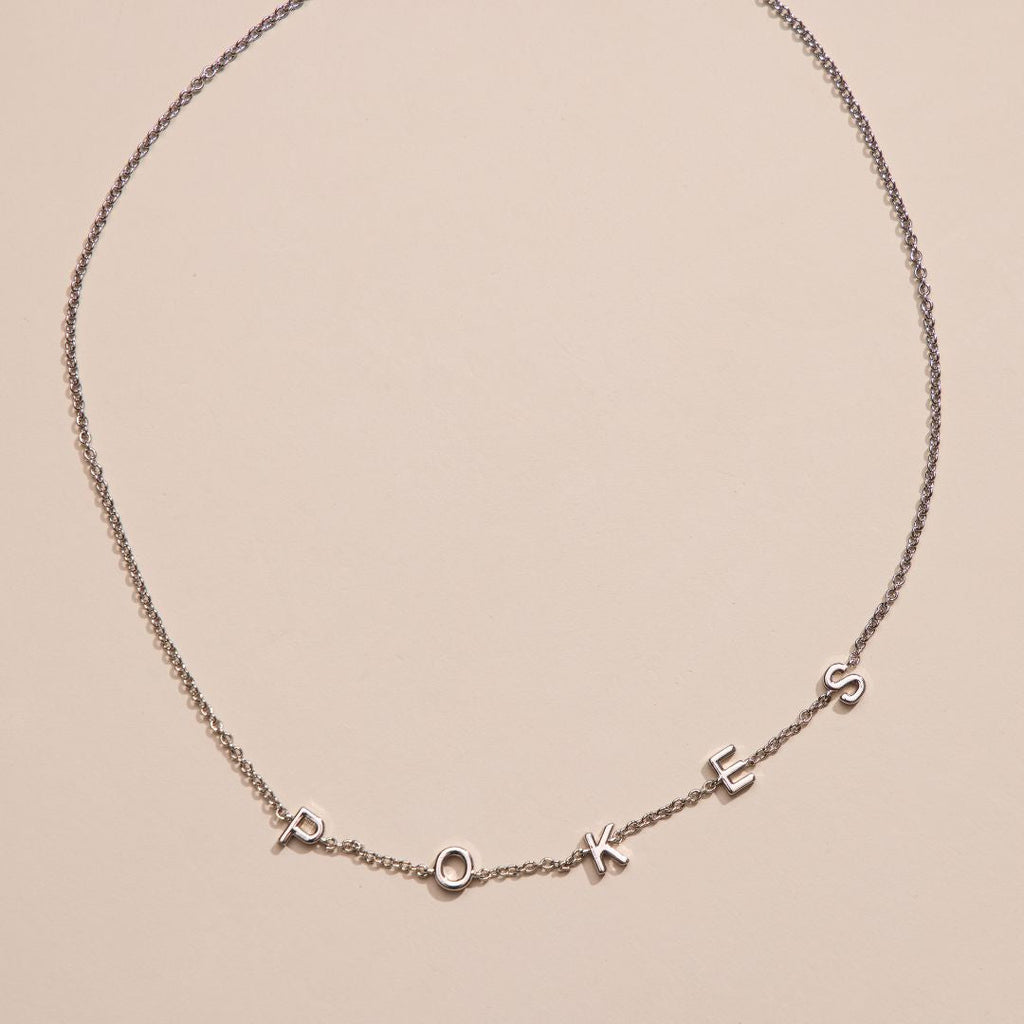 Silver Oklahoma State University "POKES" Initial Necklace