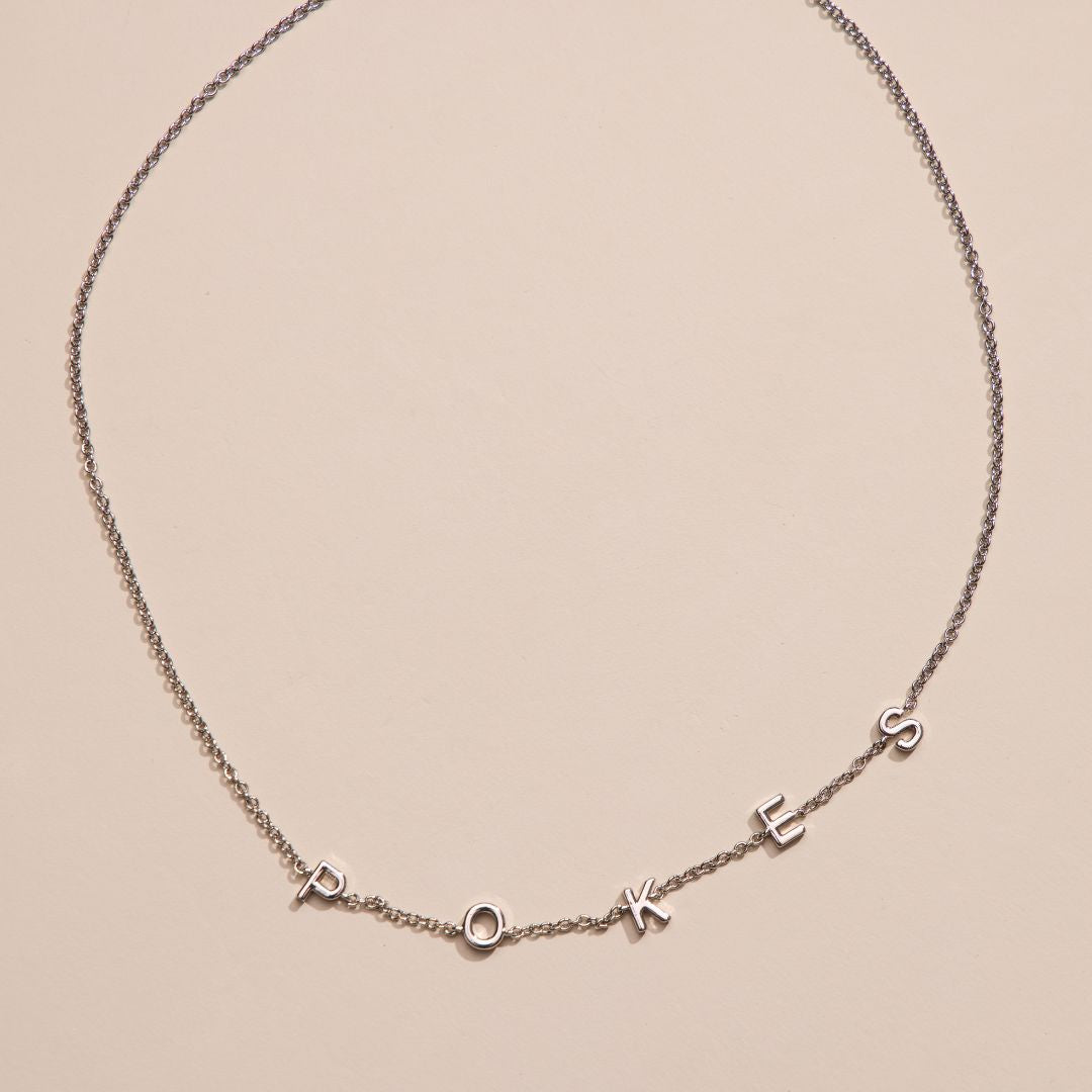 Silver Oklahoma State University "POKES" Initial Necklace