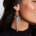 Silver Satin  Zeppelin Star Fringe Earrings