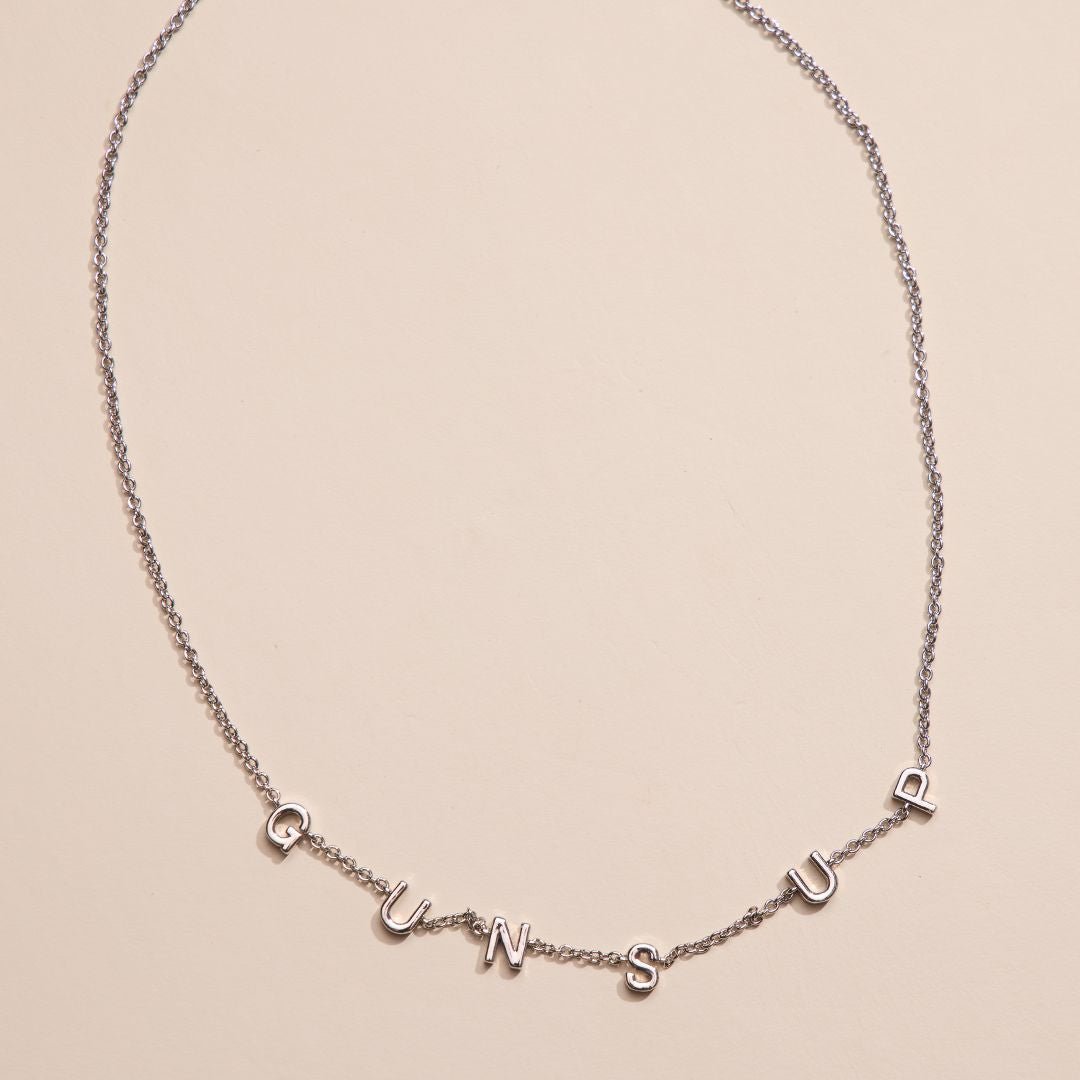 Silver Texas Tech University "Guns Up" Initial Necklace