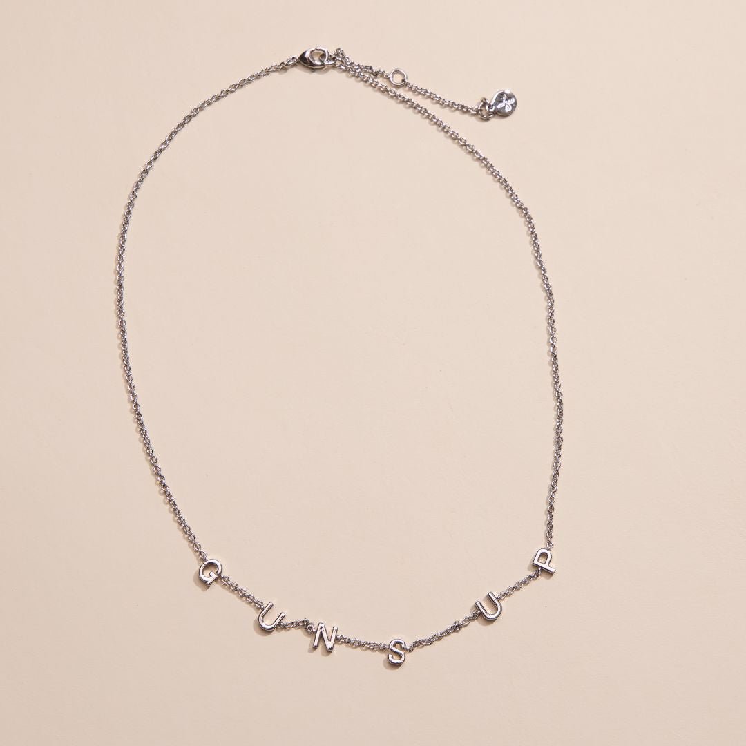 Silver Texas Tech University "Guns Up" Initial Necklace