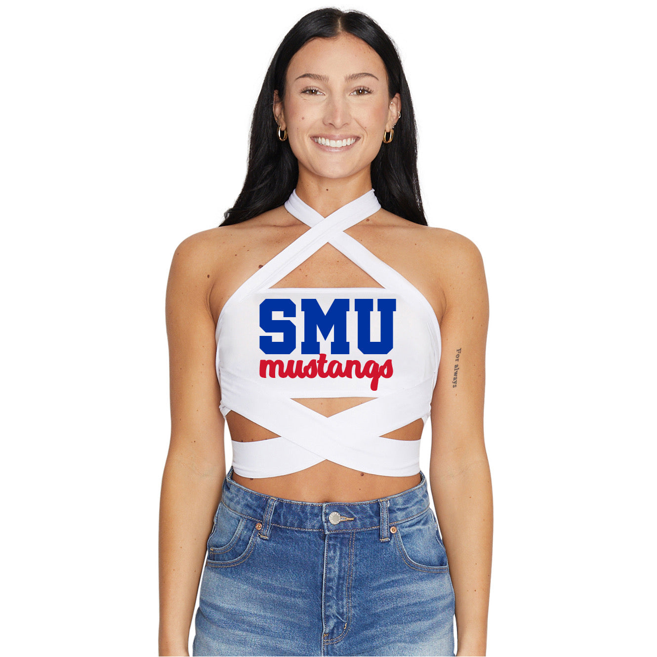 SMU Mustangs White Multi Way Bandeau Top