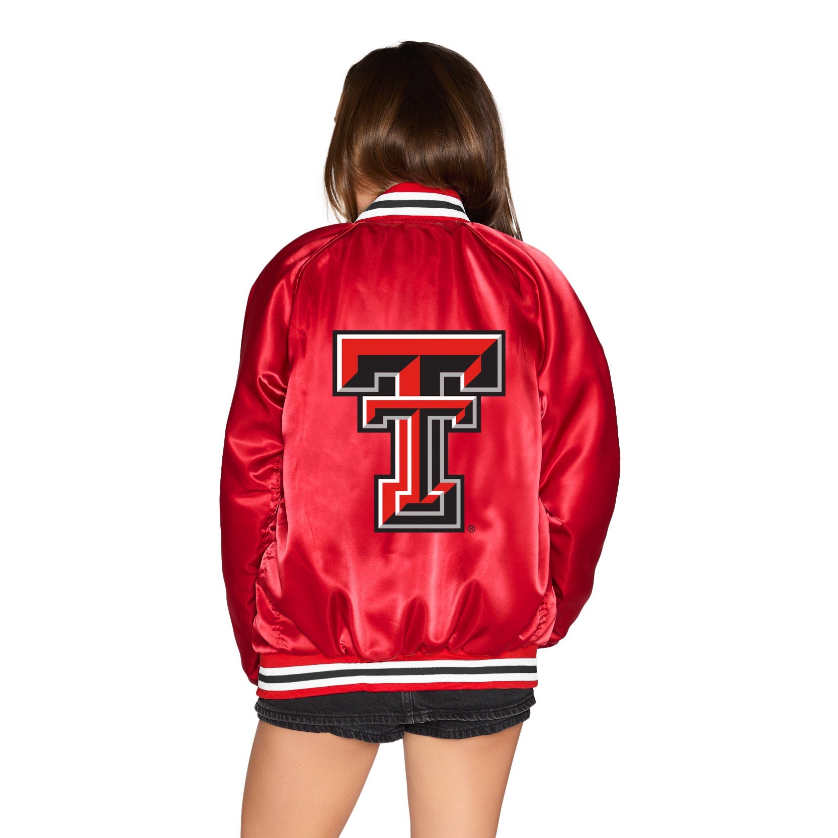 Texas Tech Satin Letterman Bomber Jacket