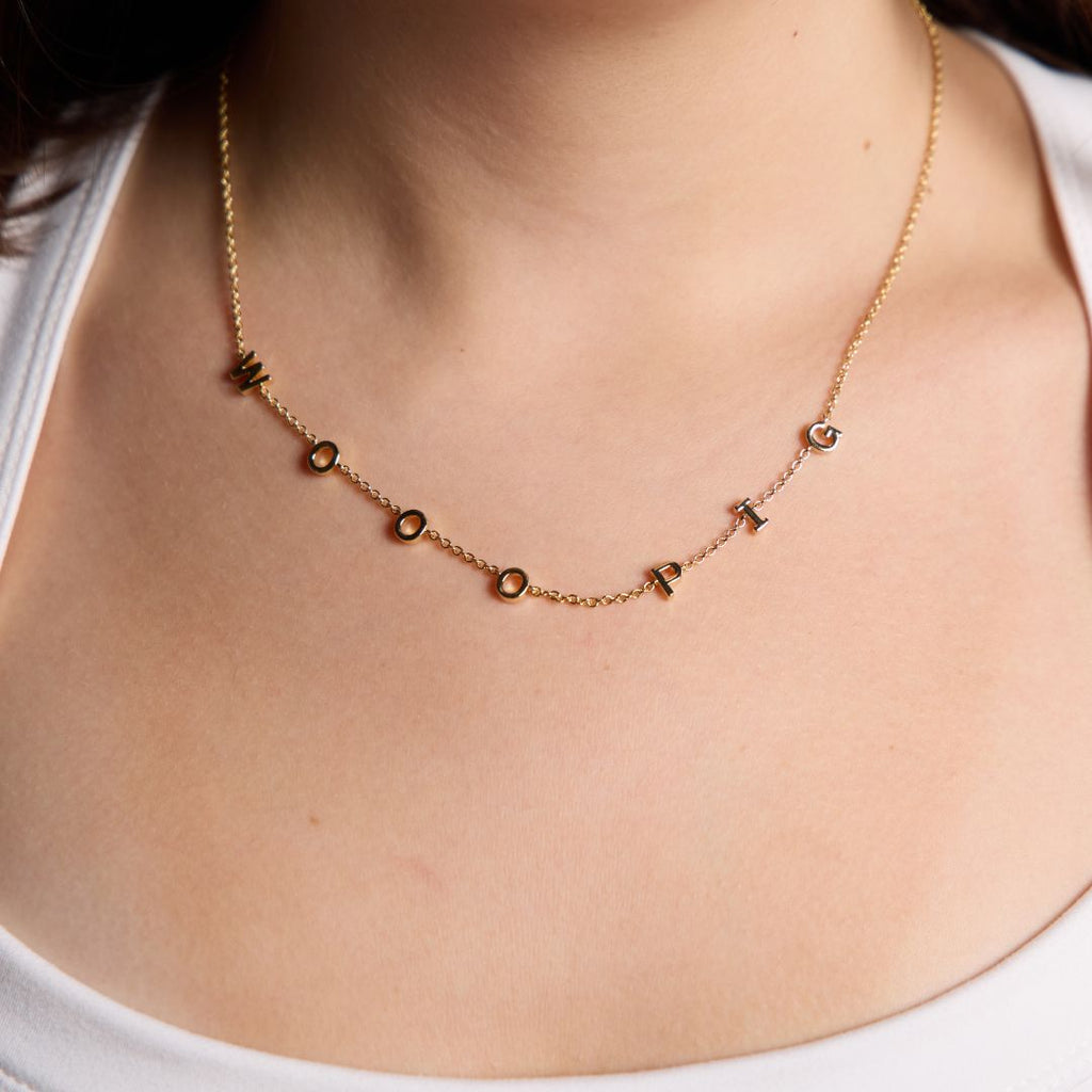 University of Arkansas "WOOO PIG" Initial Necklace