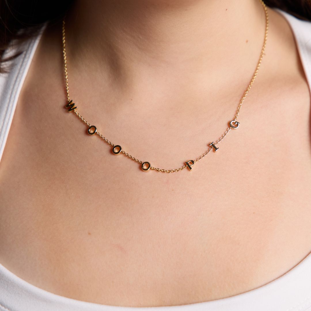 University of Arkansas "WOOO PIG" Initial Necklace