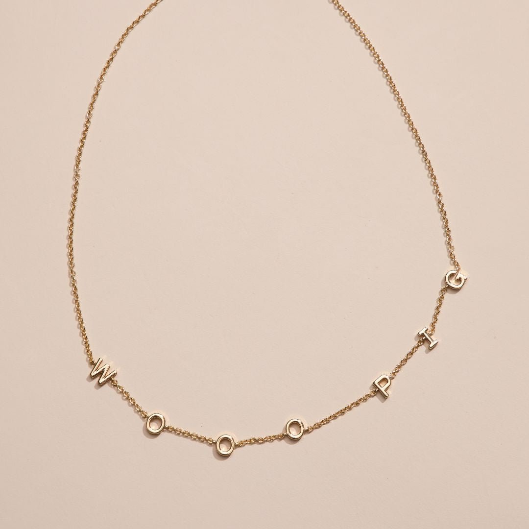 University of Arkansas "WOOO PIG" Initial Necklace