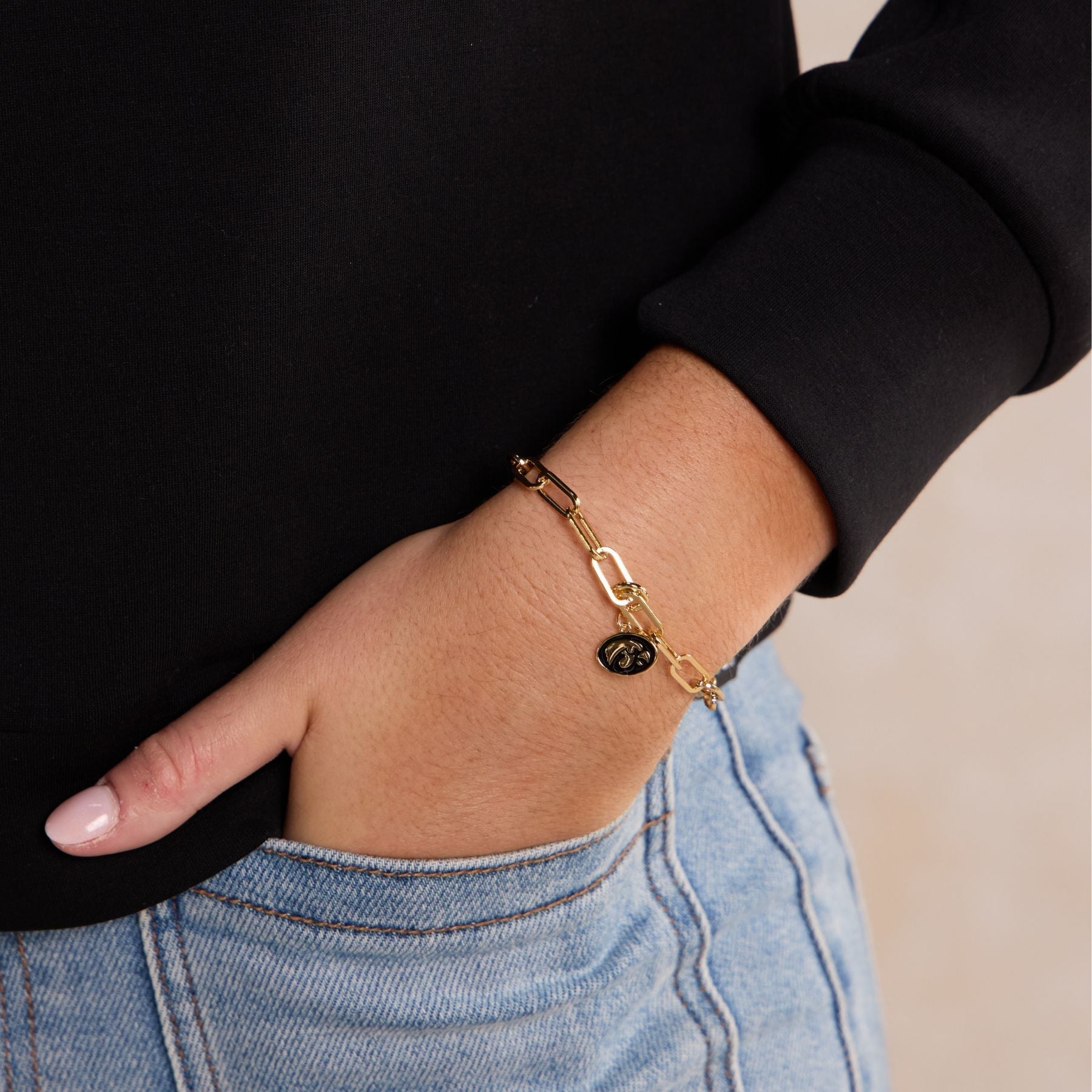 University of Iowa Tigerhawk Charm Bracelet