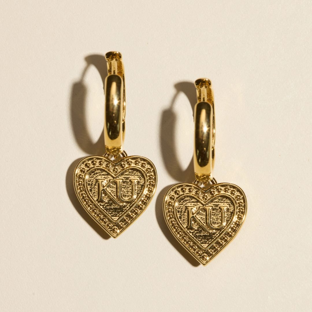 University of Kansas Chunky Heart Logo Huggie Earrings