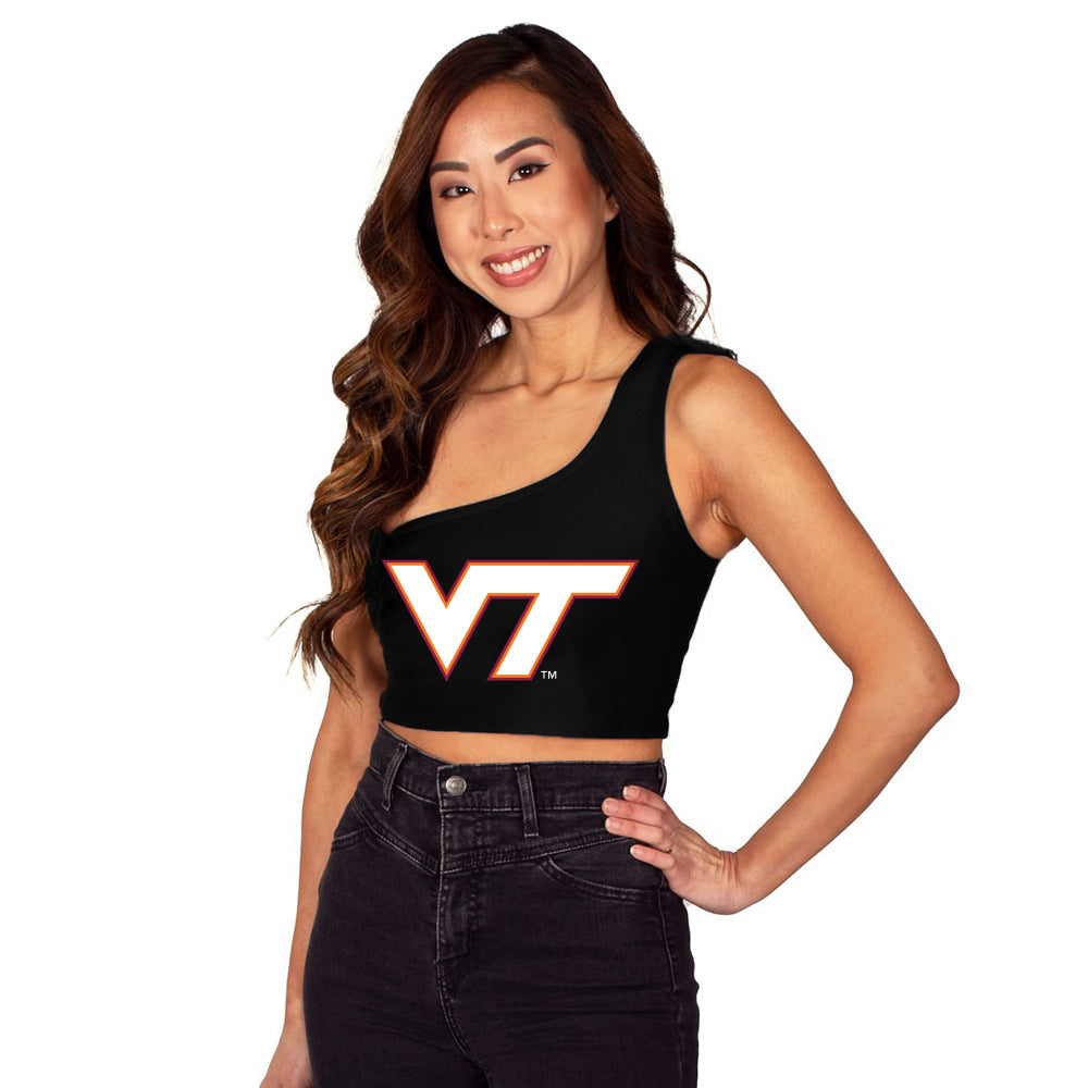 Virginia Tech Black One Shoulder Top