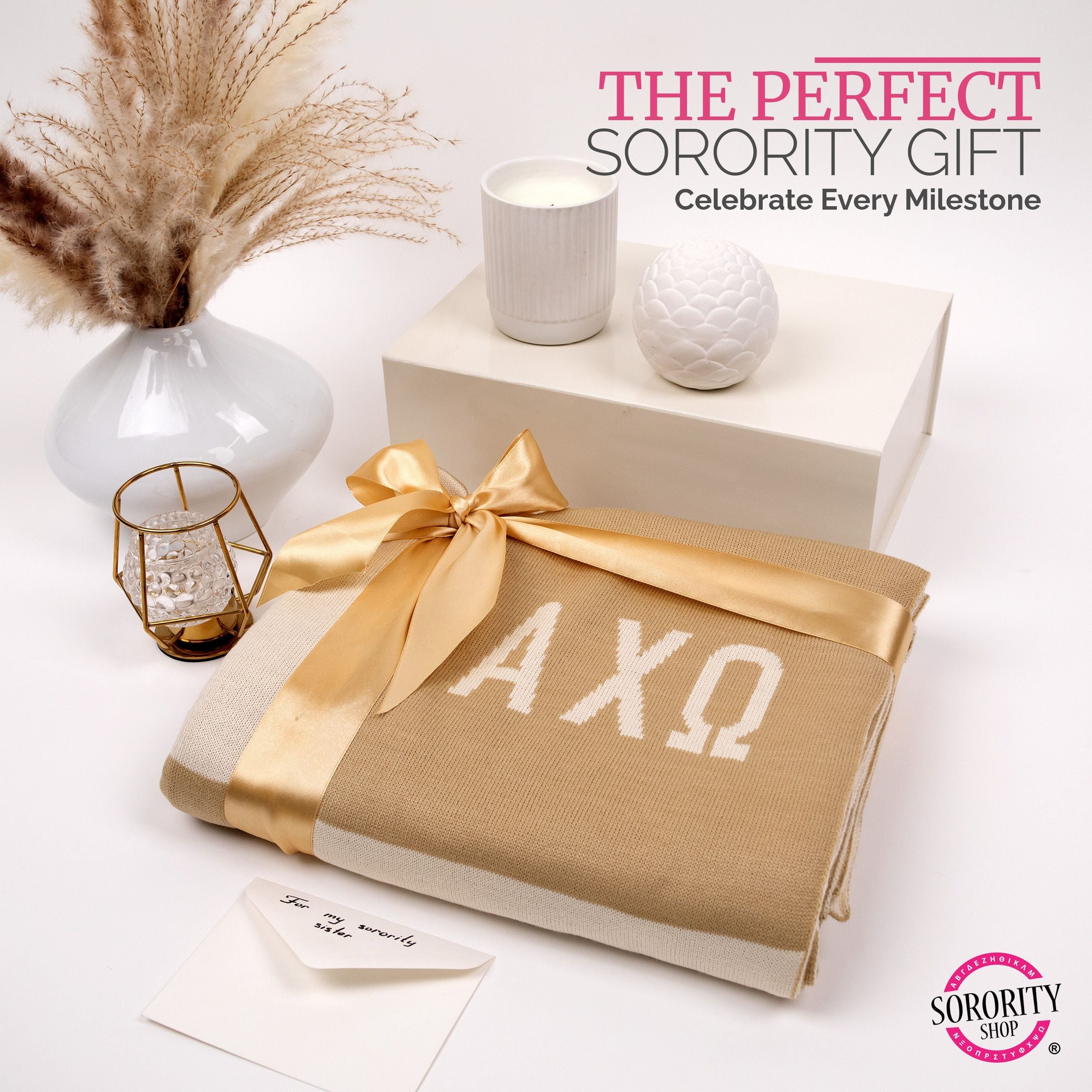 Gamma Phi Beta Blanket - Acrylic Knit Checkered Blanket