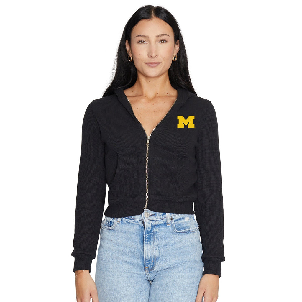 University of Michigan Waffle Knit Zip Up Hoodie