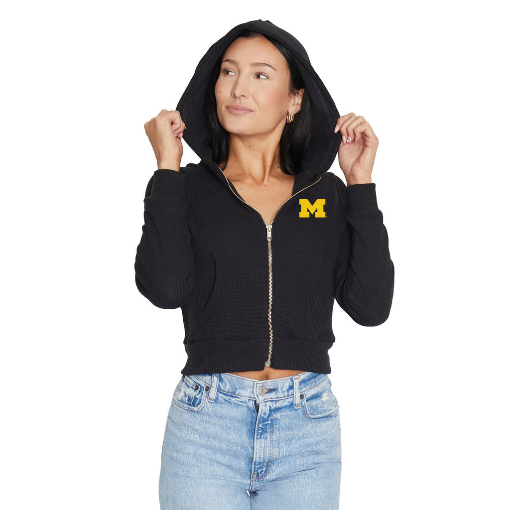 University of Michigan Waffle Knit Zip Up Hoodie