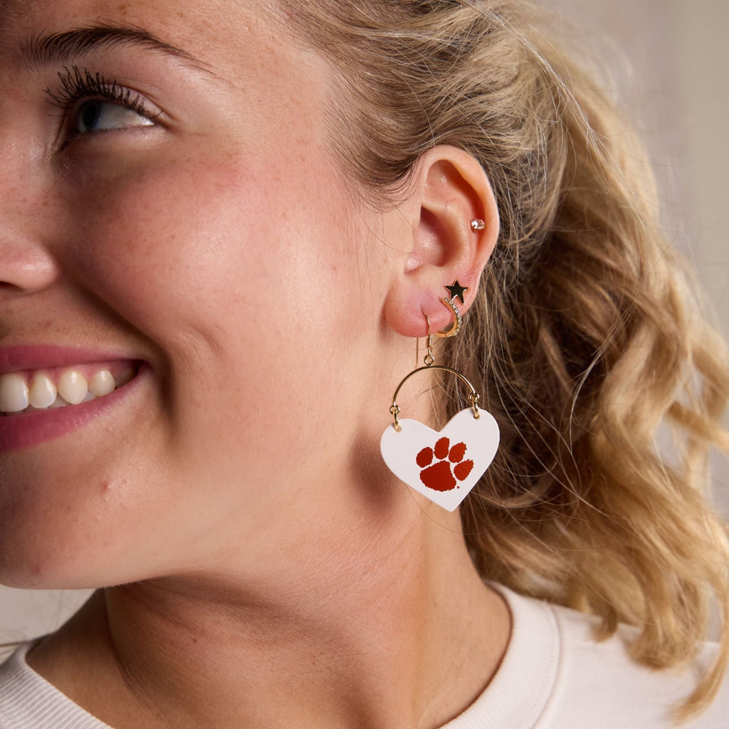 White Clemson University Paw Print Lover