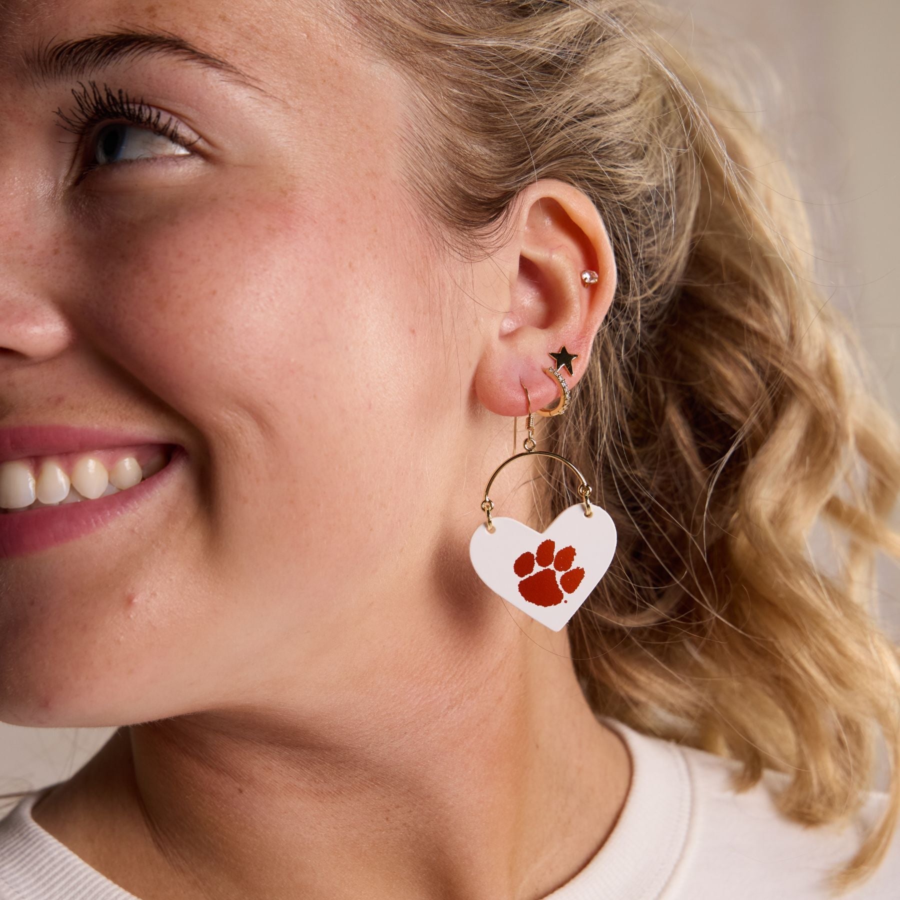 White Clemson University Paw Print Lover